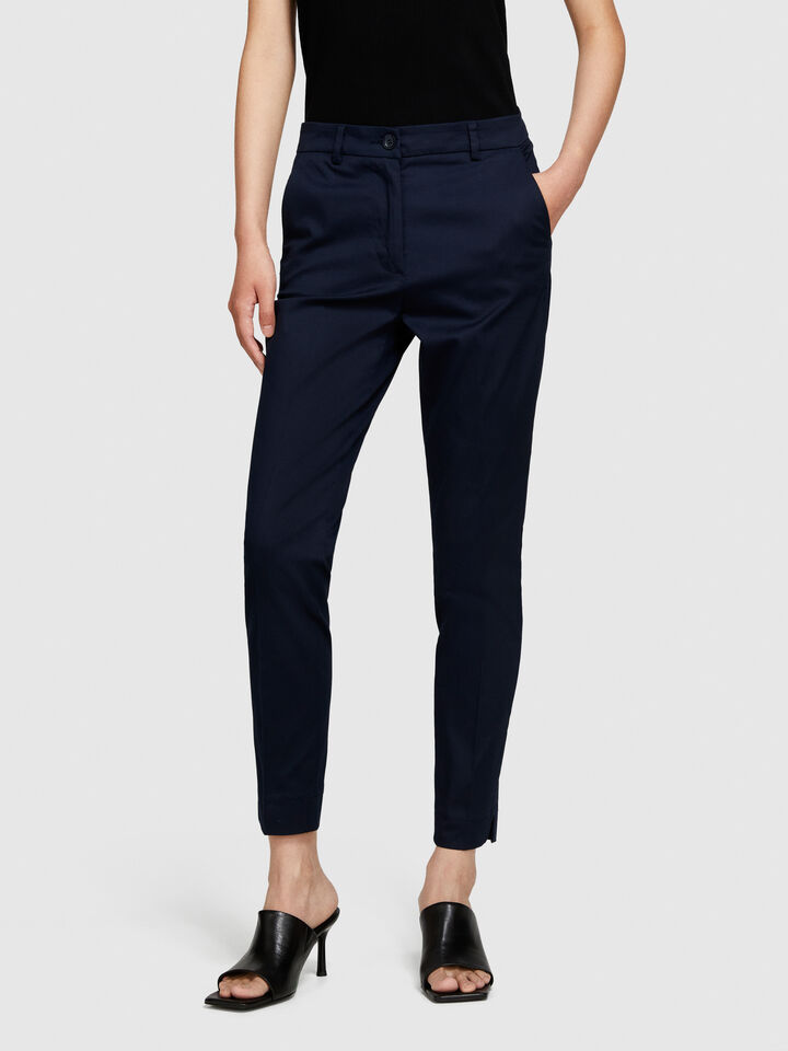 Regular fit chinos - women's chino trousers - Dark Blue | Sisley image number 4